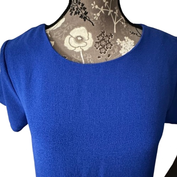 one clothing Women M Royal Blue Short Sleeve Round Neck Relaxed Tunic Mini Dress - Picture 2 of 13